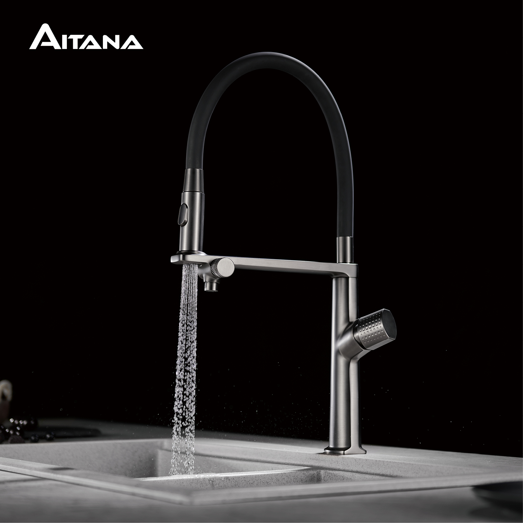 Commercial Kitchen Faucets - Luxury gun gray brass kitchen faucet