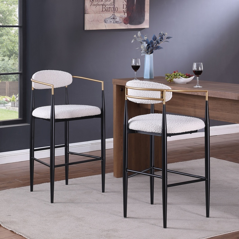 Commercial Kitchen Island - Beige Upholstered Bar Stools Set of