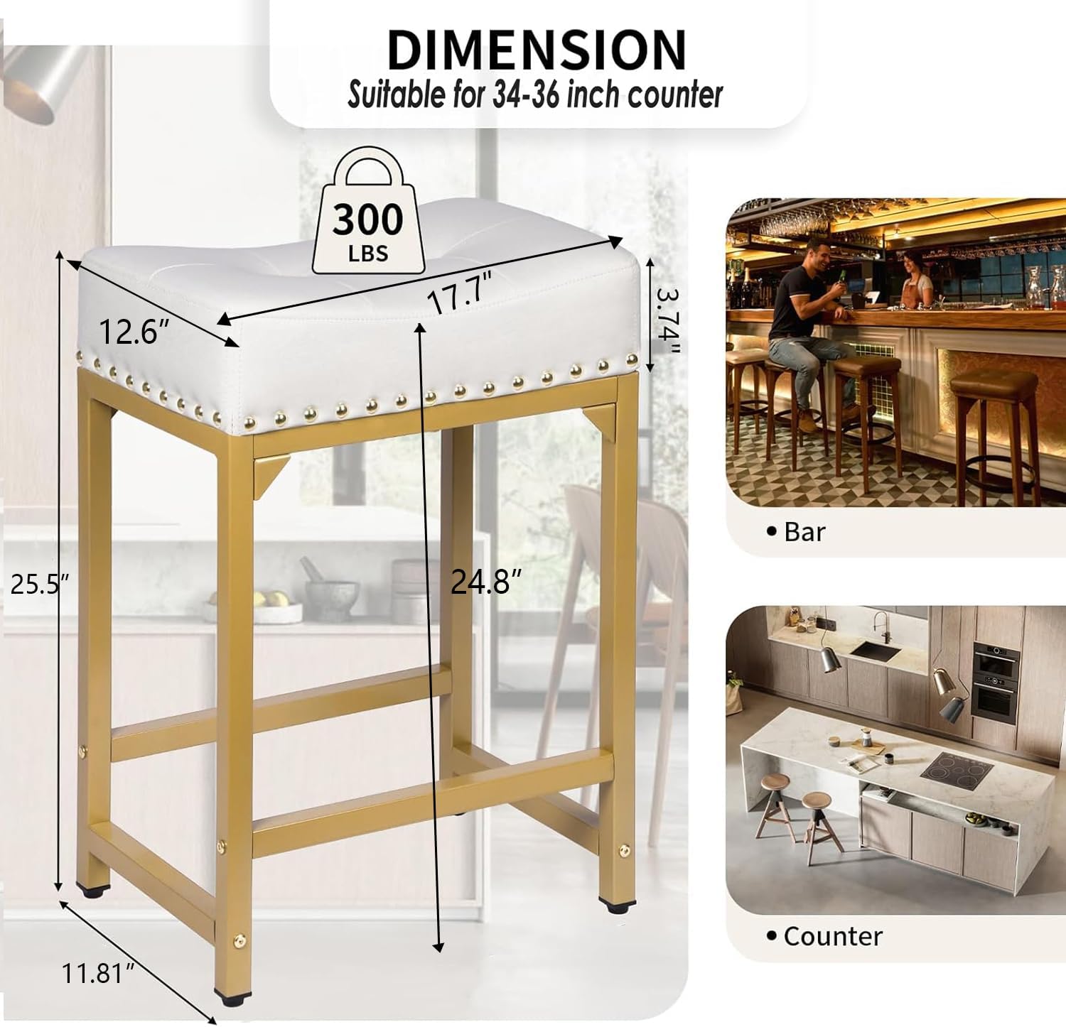 Bar Stools Set of 2, Counter H - Commercial Kitchen Island incelemesi ve fiyatı