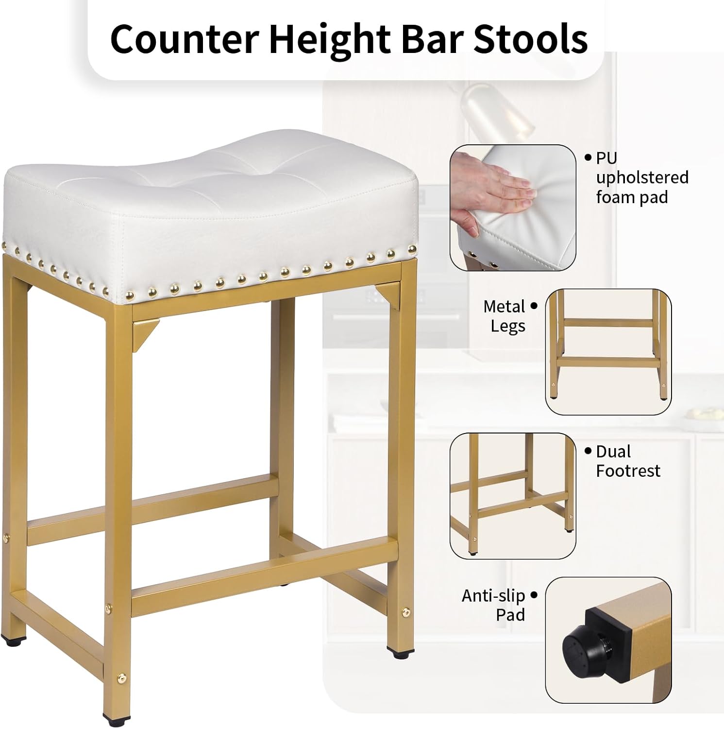 Bar Stools Set of 2, Counter H - Commercial Kitchen Island incelemesi ve fiyatı
