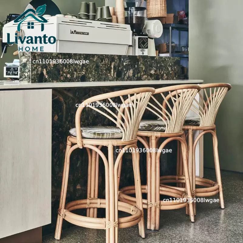 Natural Rattan Bar Stools with - Commercial Kitchen Island incelemesi ve fiyatı