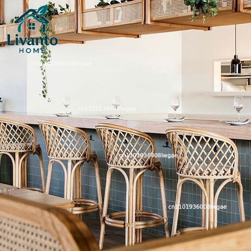 Natural Rattan Bar Stools with - Commercial Kitchen Island incelemesi ve fiyatı