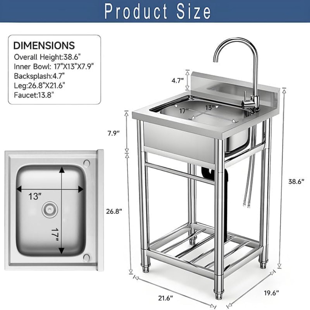 Stainless Steel Utility Sink w - Commercial Kitchen Faucets incelemesi ve fiyatı