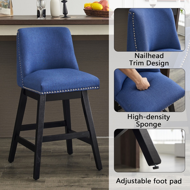 Dark Blue Upholstered Bar Stoo - Commercial Kitchen Island incelemesi ve fiyatı
