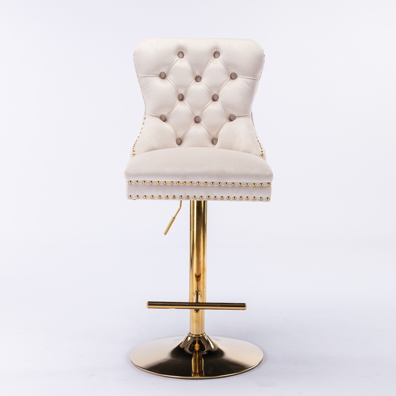 Beige Velvet Bar Stools with A - Commercial Kitchen Island incelemesi ve fiyatı