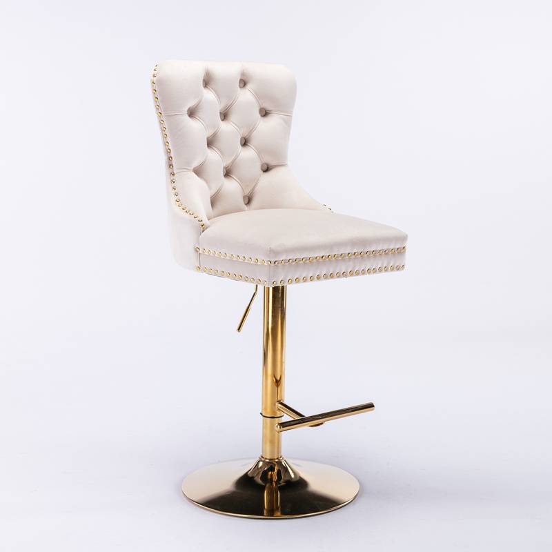 Beige Velvet Bar Stools with A - Commercial Kitchen Island incelemesi ve fiyatı