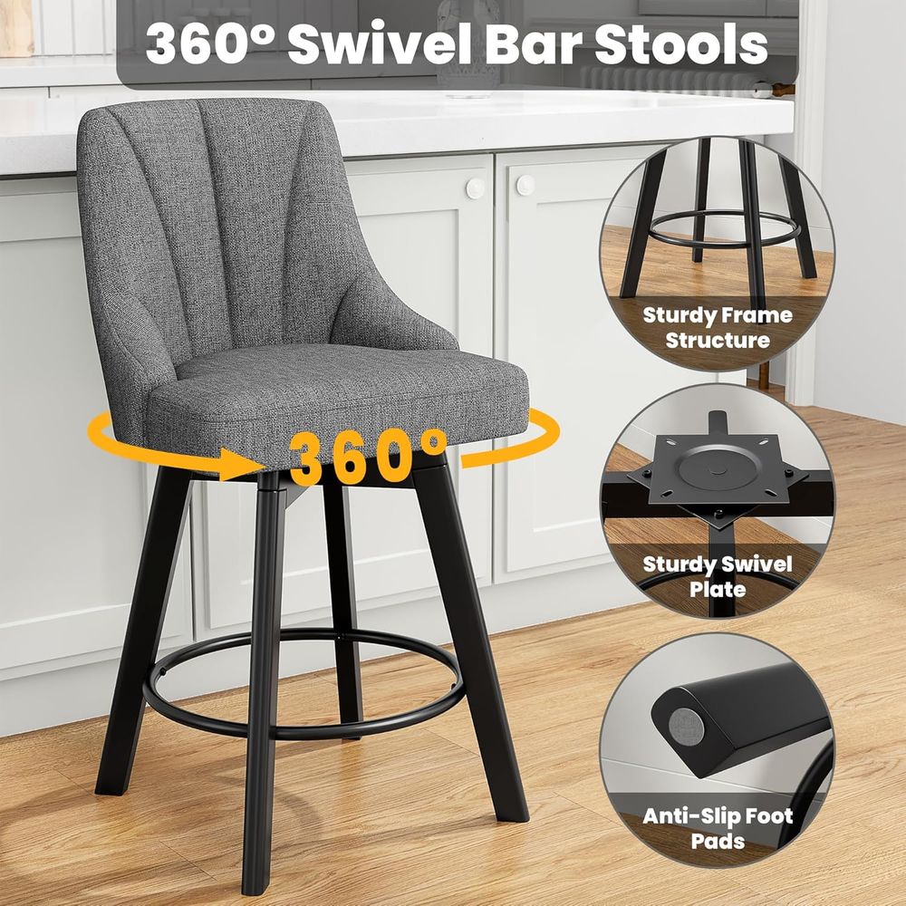 Fabric-Upholstered Swivel Bar  - Commercial Kitchen Island incelemesi ve fiyatı