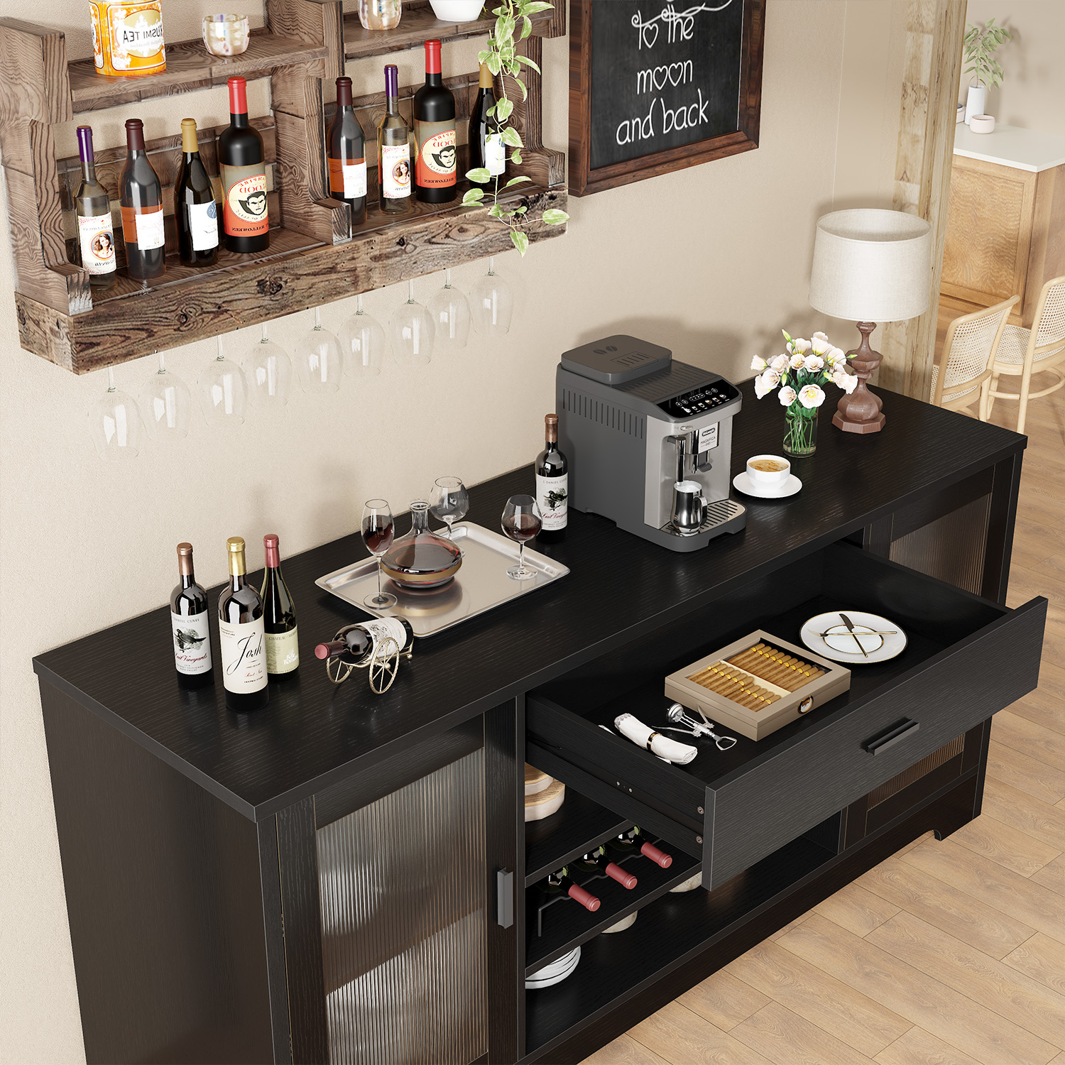 Wooden wine family bar cabinet - Commercial Kitchen Refrigerator incelemesi ve fiyatı