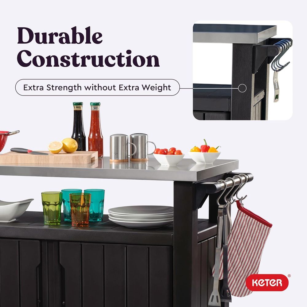 Outdoor Rolling Table Cart for - Commercial Kitchen Island incelemesi ve fiyatı
