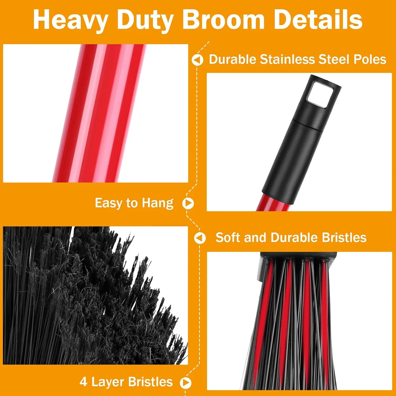 Red 6 Piece Broom Dustpan Set  - Commercial Kitchen Broom incelemesi ve fiyatı