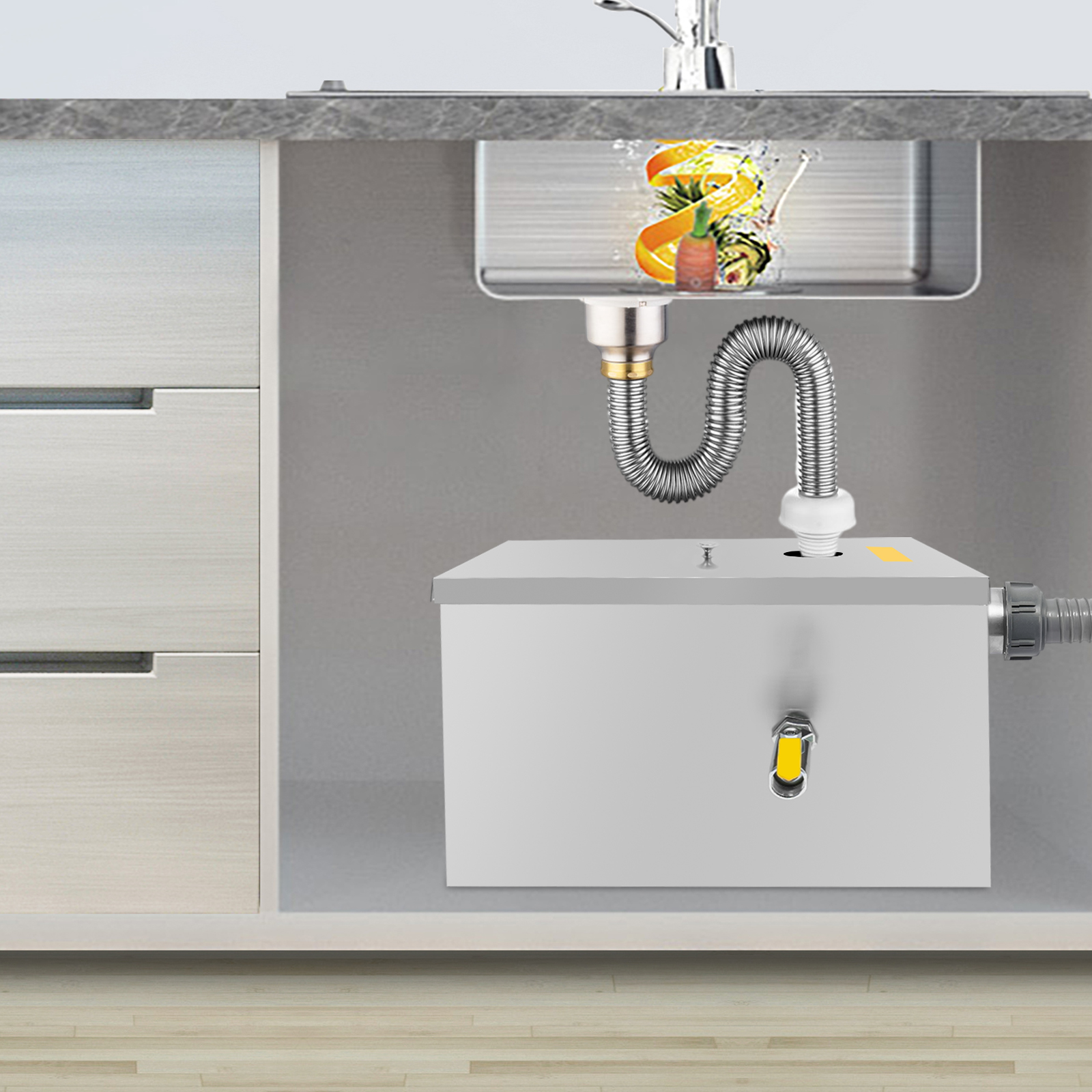 w/Drainage Pipe+Lid for Kitche - Commercial Kitchen Grease Interceptor incelemesi ve fiyatı