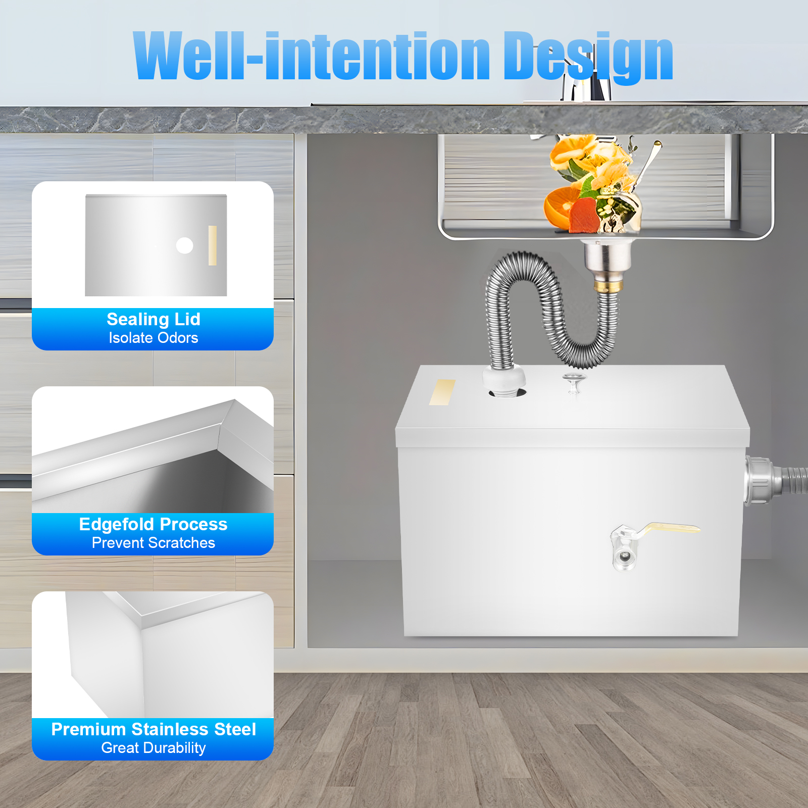 w/Drainage Pipe+Lid for Kitche - Commercial Kitchen Grease Interceptor incelemesi ve fiyatı