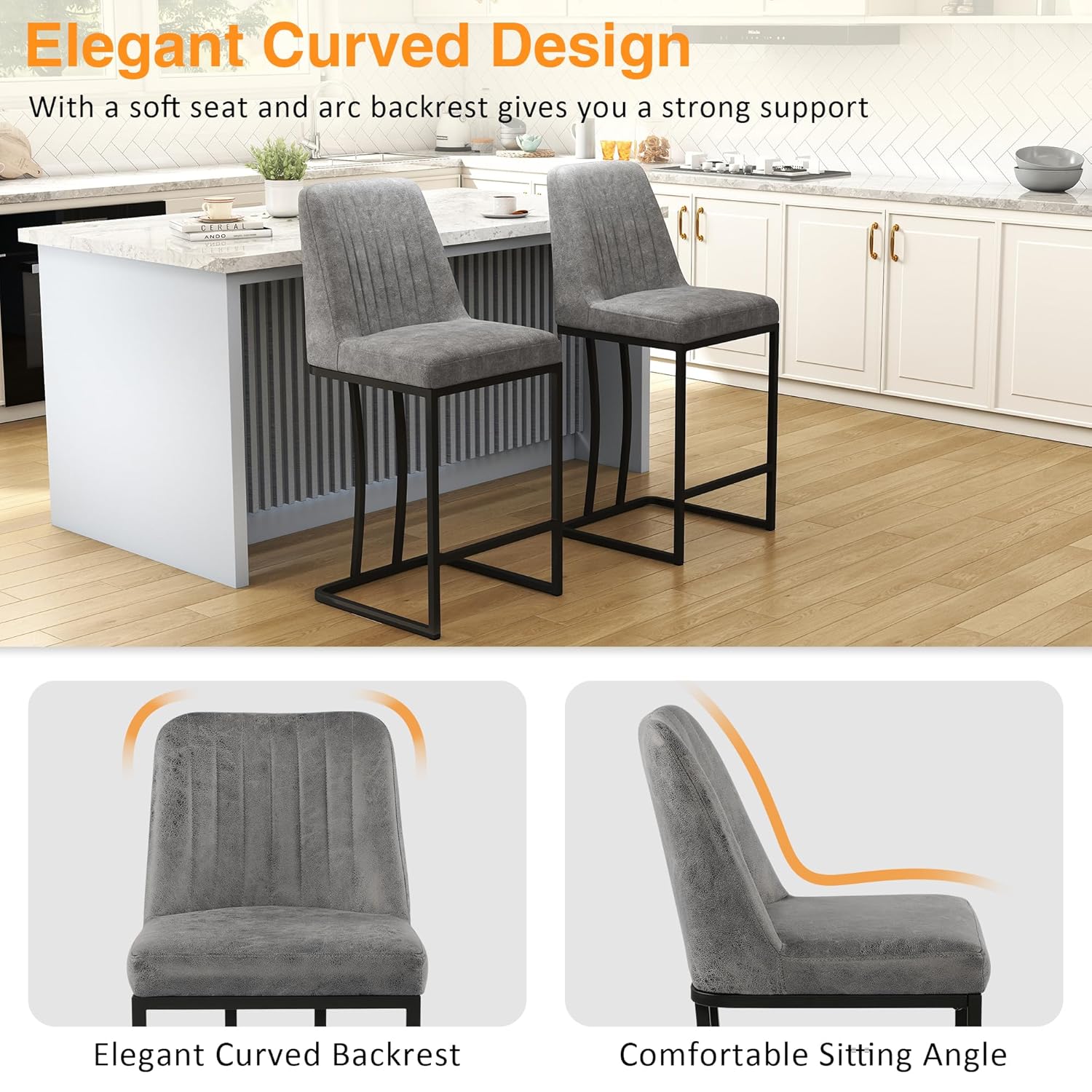 24.8 inch Bar Stools Set of 4, - Commercial Kitchen Island incelemesi ve fiyatı