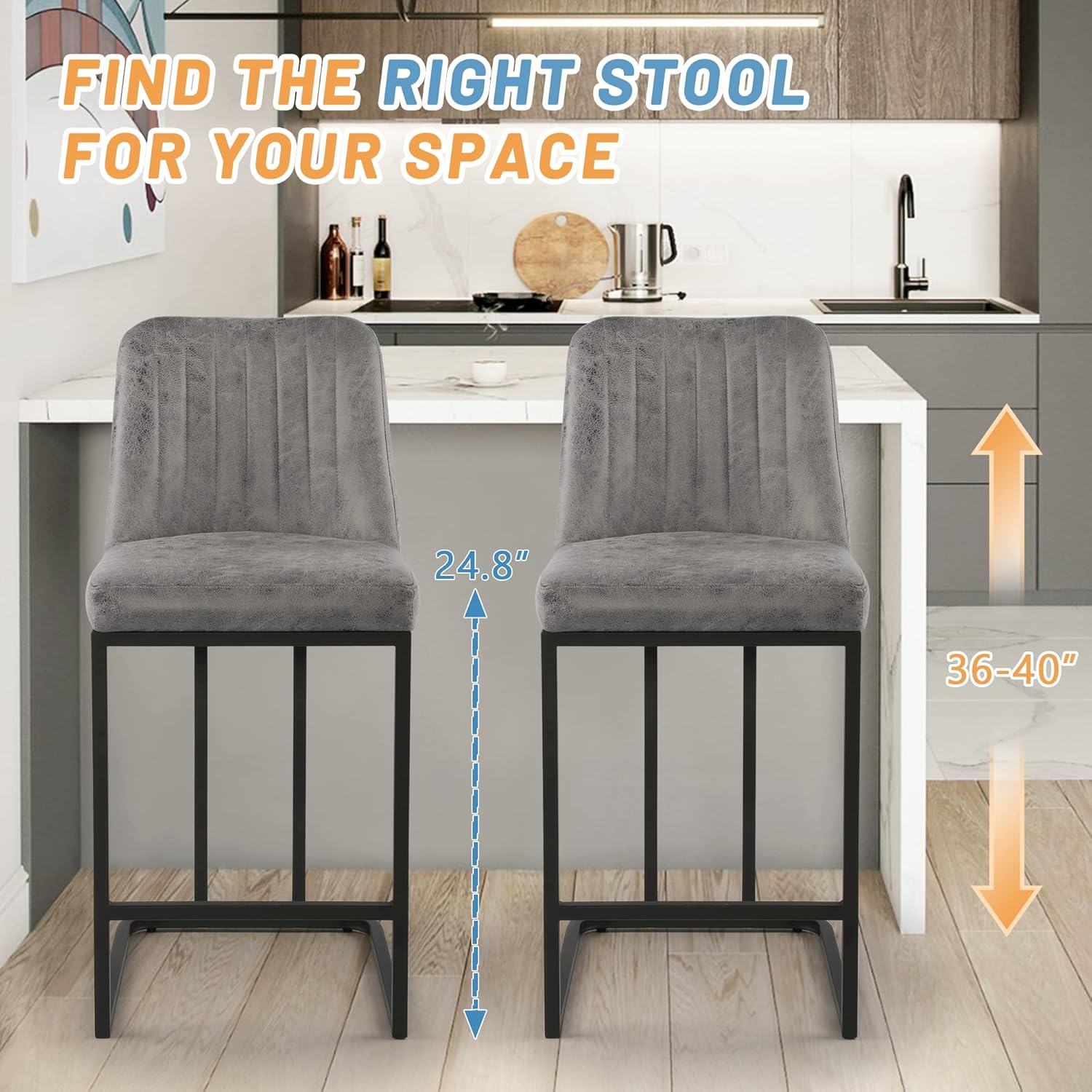 24.8 inch Bar Stools Set of 4, - Commercial Kitchen Island incelemesi ve fiyatı