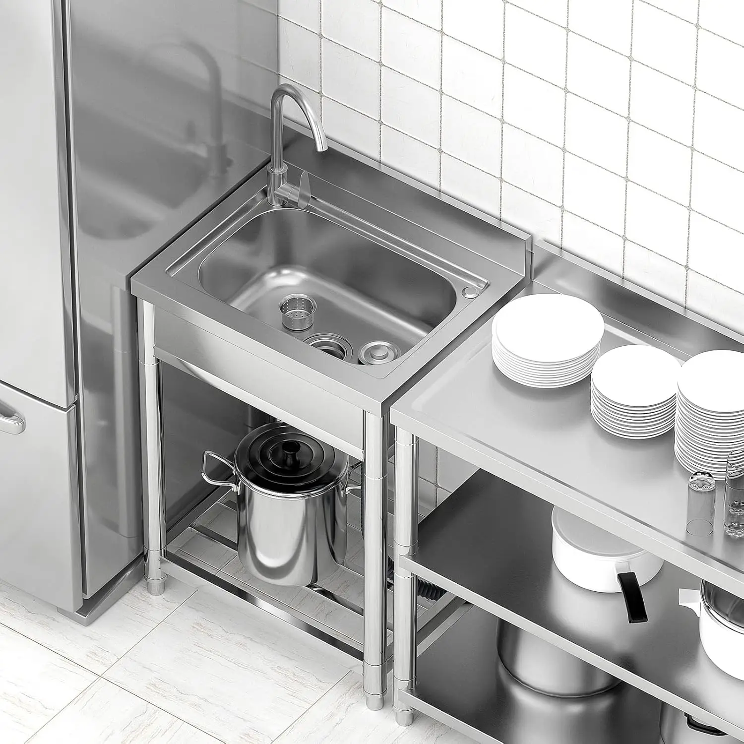 Free Standing Stainless-Steel  - Commercial Kitchen Faucets incelemesi ve fiyatı