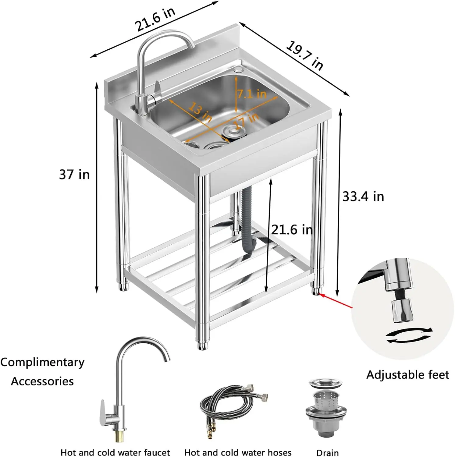 Free Standing Stainless-Steel  - Commercial Kitchen Faucets incelemesi ve fiyatı