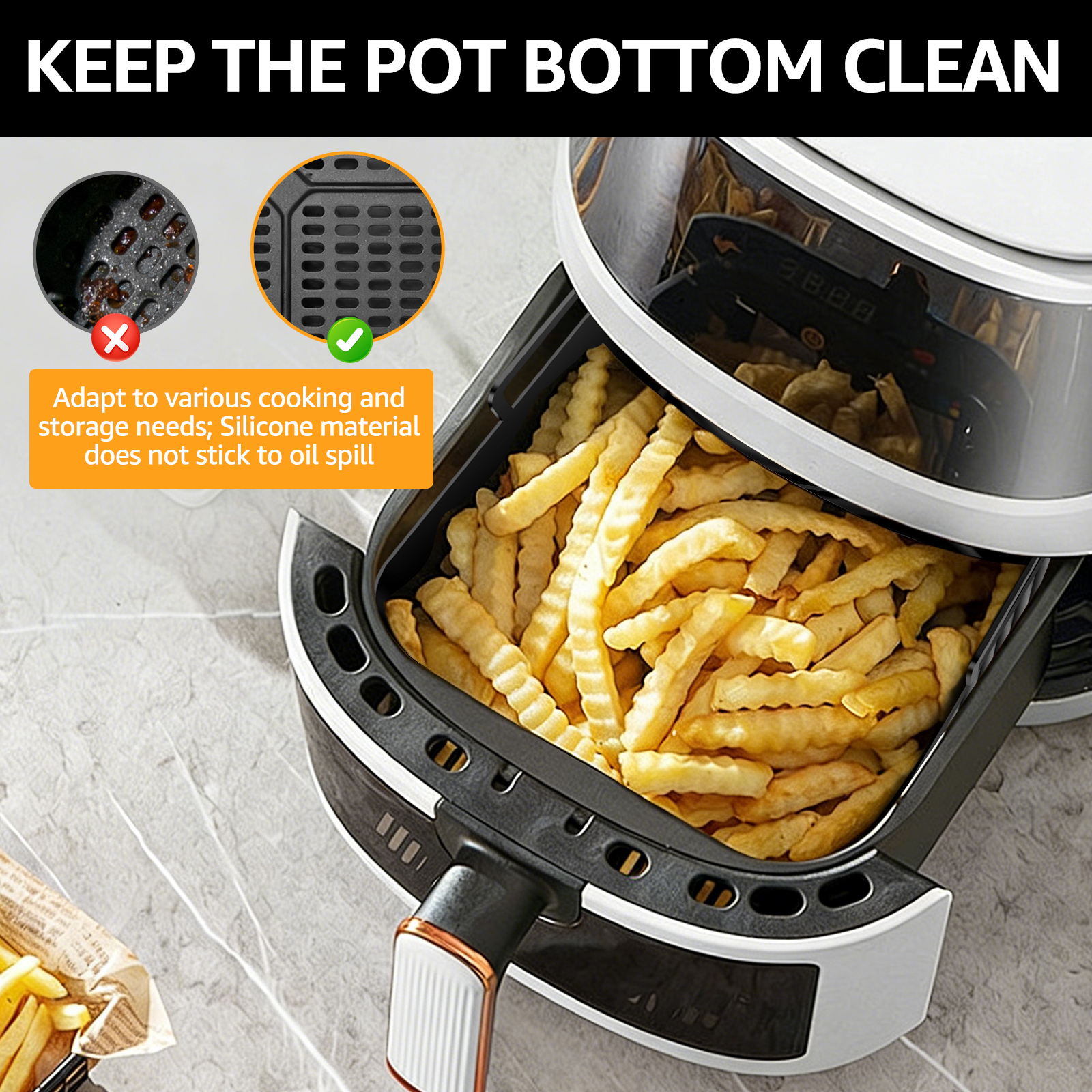 2Pcs Air Fryer Silicone Liners - Commercial Kitchen Pots And Pans incelemesi ve fiyatı