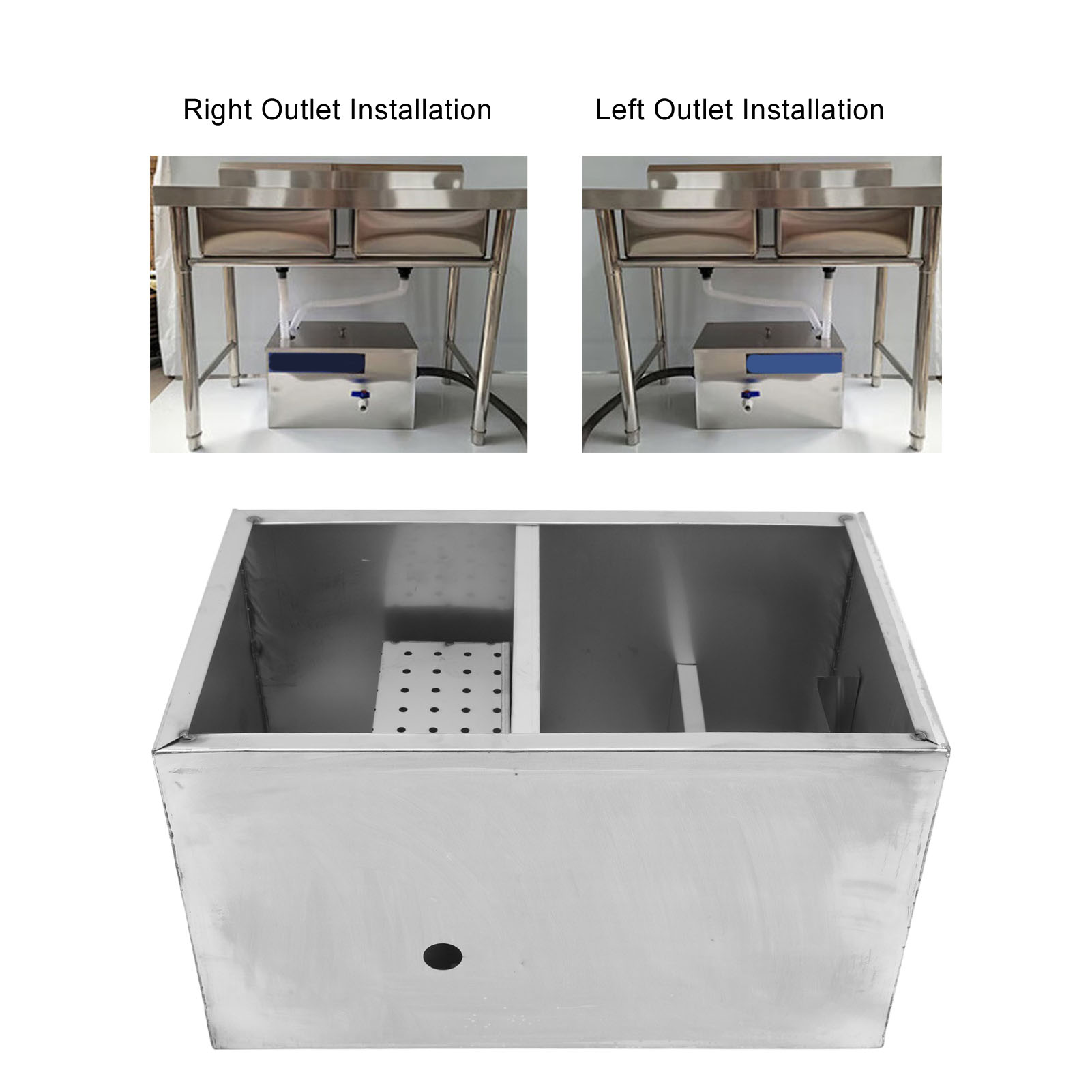 400x250x230mm Stainless Steel  - Commercial Kitchen Grease Interceptor incelemesi ve fiyatı