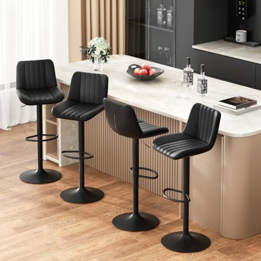 Modern Leather Bar Stools Swiv - Commercial Kitchen Island incelemesi ve fiyatı