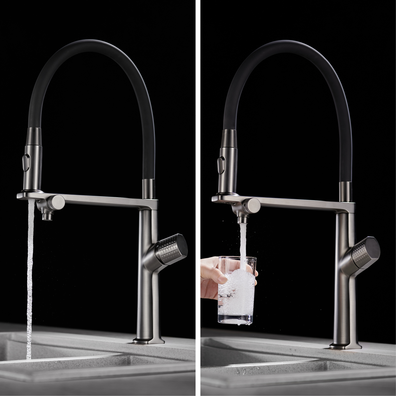 Luxury gun gray brass kitchen  - Commercial Kitchen Faucets incelemesi ve fiyatı