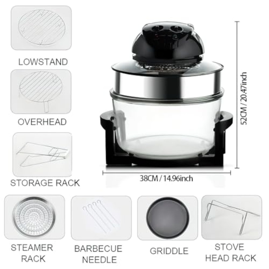 20L 8-in-1 Glass Air Fryer wit - Commercial Kitchen Pots And Pans incelemesi ve fiyatı
