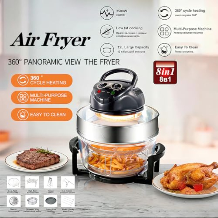 20L 8-in-1 Glass Air Fryer wit - Commercial Kitchen Pots And Pans incelemesi ve fiyatı
